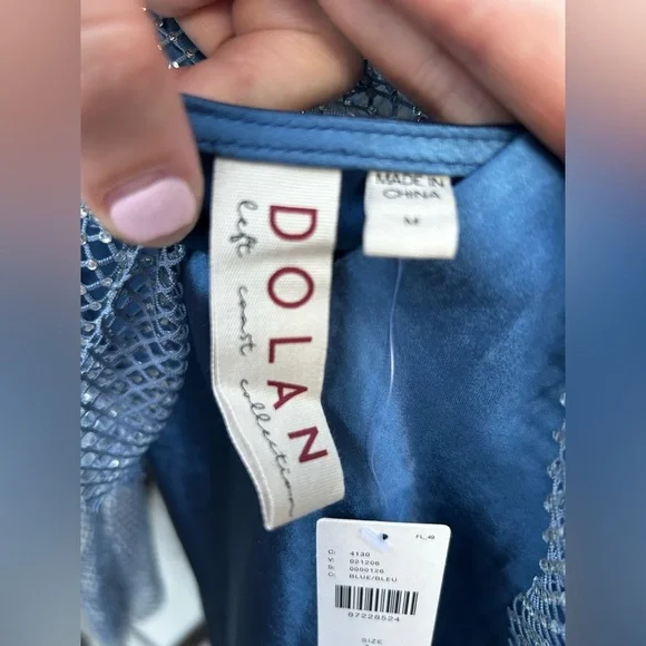 DOLAN LEFT COAST Long Sleeve Mesh Mockable Midi Slip Dress In Blue New with Tags - Picture 8 of 12